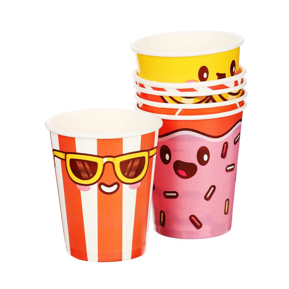Набор бумажных стаканов Ожившая еда, 6 шт*250 мл, арт.№ 530-454