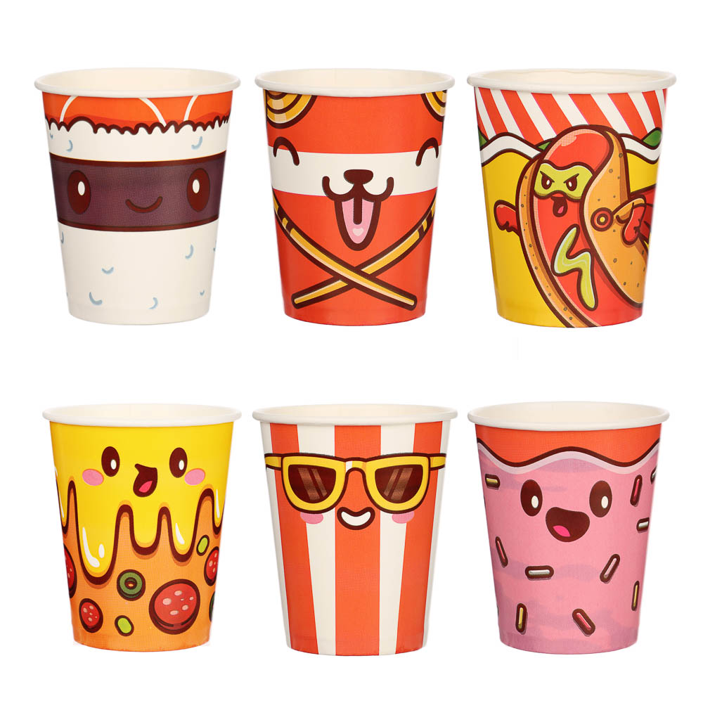 Набор бумажных стаканов Ожившая еда, 6 шт*250 мл, арт.№ 530-454