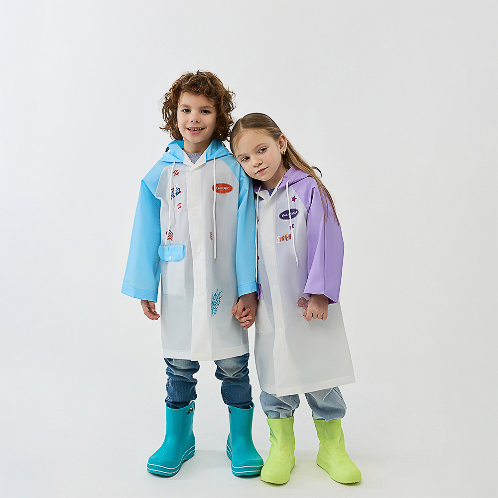 BY Русские Супергерои Дождевик детский с наклейками Ермак 130мкм 66х45см, EVA, арт.№ 188-117