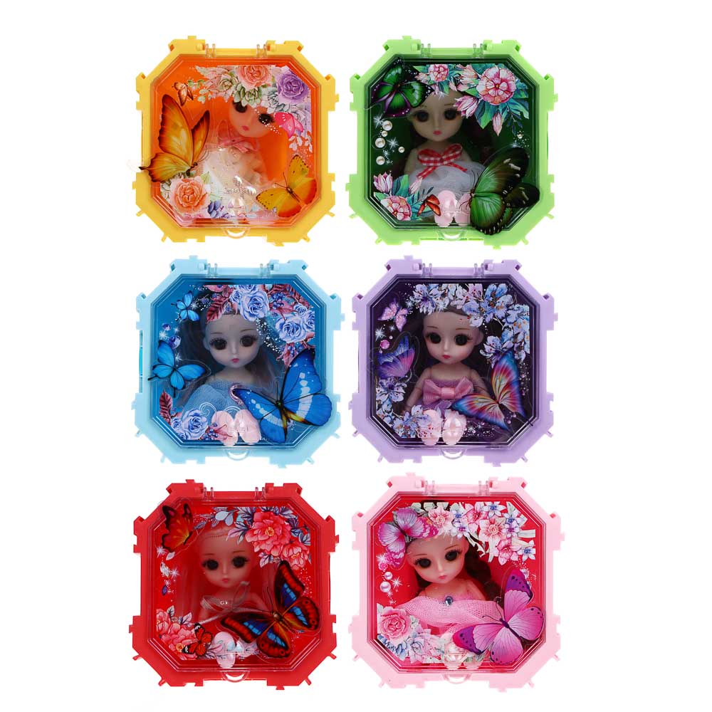 ИГРОЛЕНД Кукла шарнирная в шкатулке, PP, PVC, ABS, 10,5х6х10,5 см, 4 дизайна, арт.№ 436-142