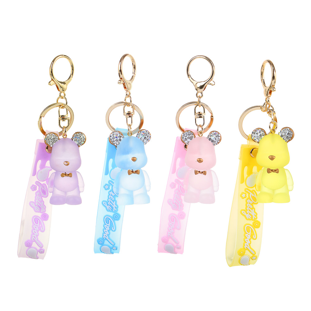 Брелок 3,5x6см, "Мишки", акрил, металлический карабин, петля из ПВХ, 4 цвета, арт.№ 095-010