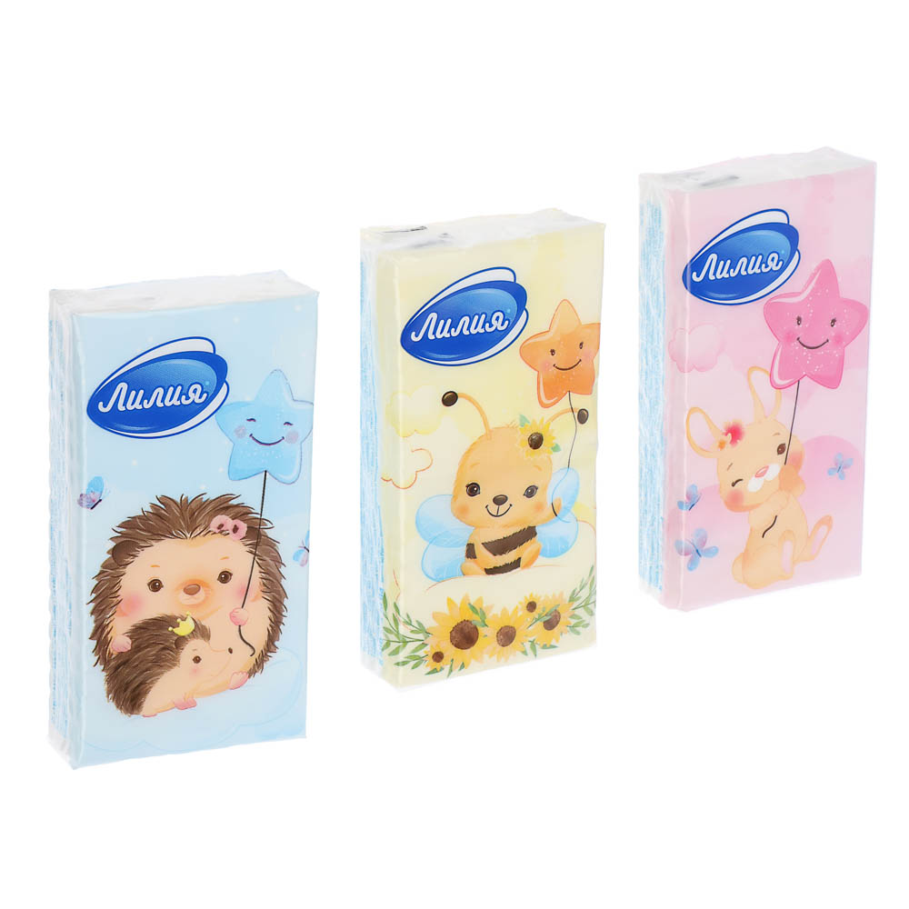 Платочки бумажные Лилия, 2 слоя, 10шт, арт.№ 912-018