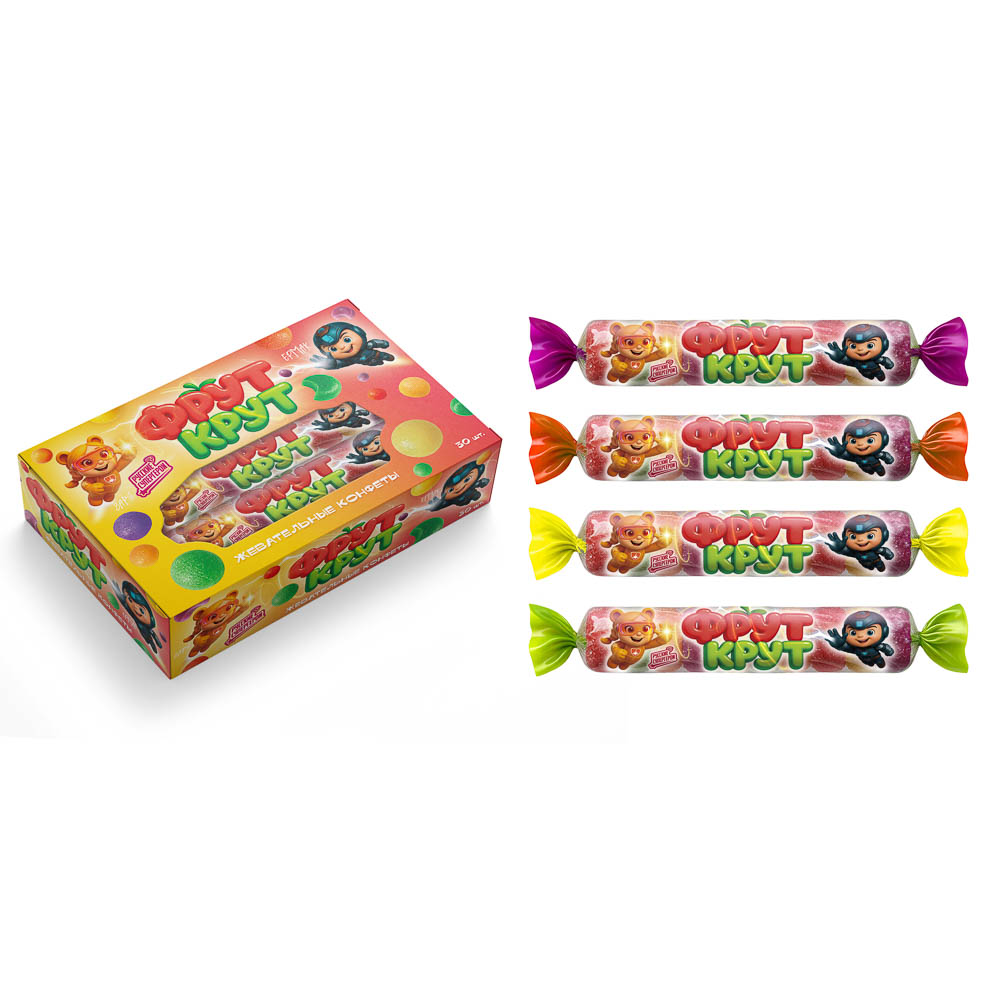 BY Русские Супергерои Жевательный мармелад вкус клубника/яблоко/апельсин/виноград/ананас 29 гр., арт.№ 347-536