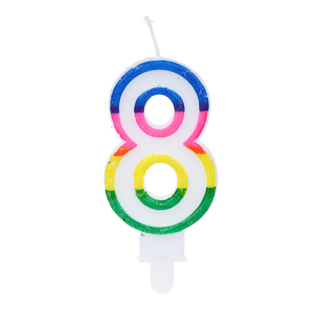 Капитан Весельчак Свеча для торта в форме цифры, с подставкой (8), парафин, PP, арт.№ 506-243
