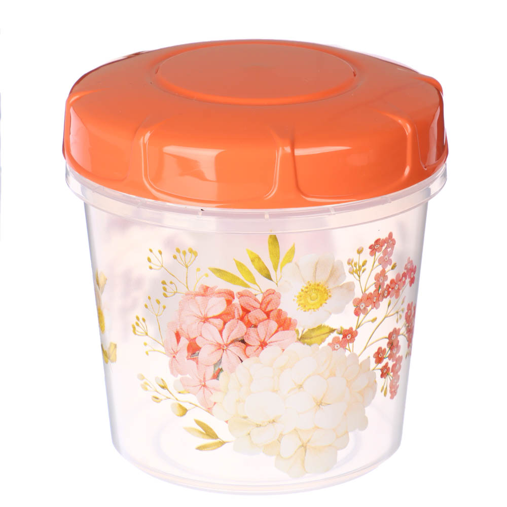 Банка для продуктов с завинчивающейся крышкой 0,5л, Цветы, пластик, арт.№ 861-428