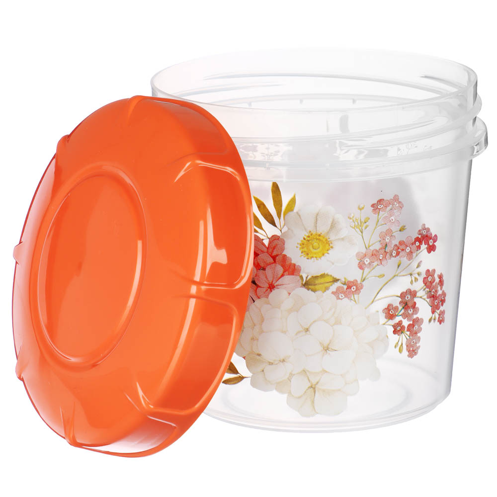 Банка для продуктов с завинчивающейся крышкой 0,5л, Цветы, пластик, арт.№ 861-428