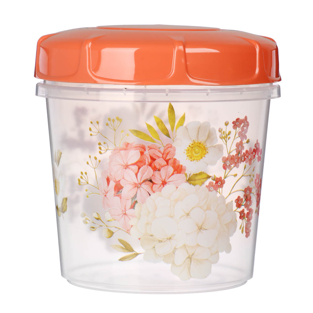 Банка для продуктов с завинчивающейся крышкой 0,5л, Цветы, пластик, арт.№ 861-428