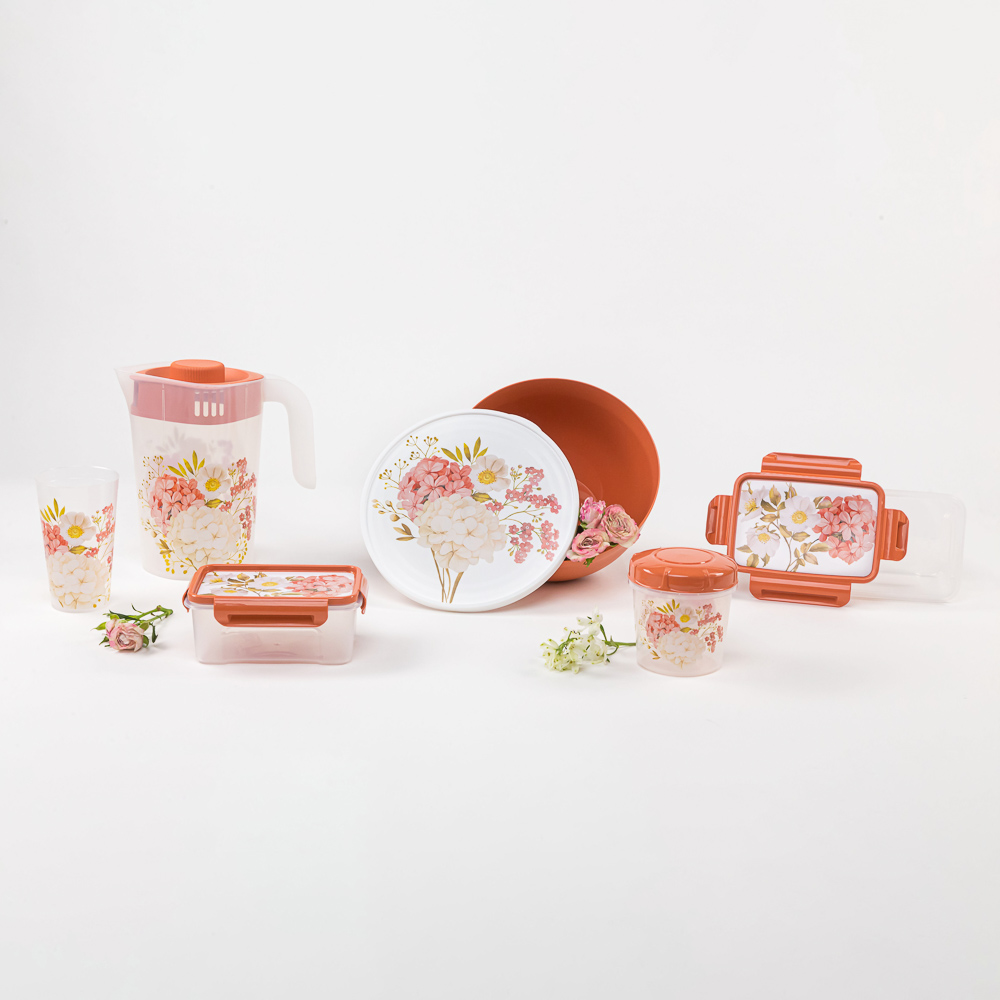 Банка для продуктов с завинчивающейся крышкой 0,5л, Цветы, пластик, арт.№ 861-428