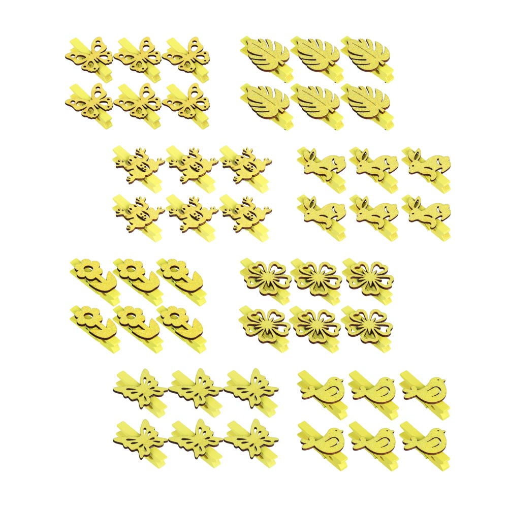 INBLOOM Декор на прищепке, 5см, МДФ, желтый, 8 дизайнов, арт.№ 153-143
