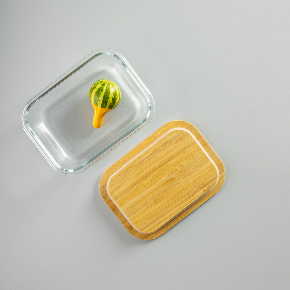 VETTA Контейнер для продуктов 600мл, крышка бамбук, жаропрочное стекло, арт.№ 825-036