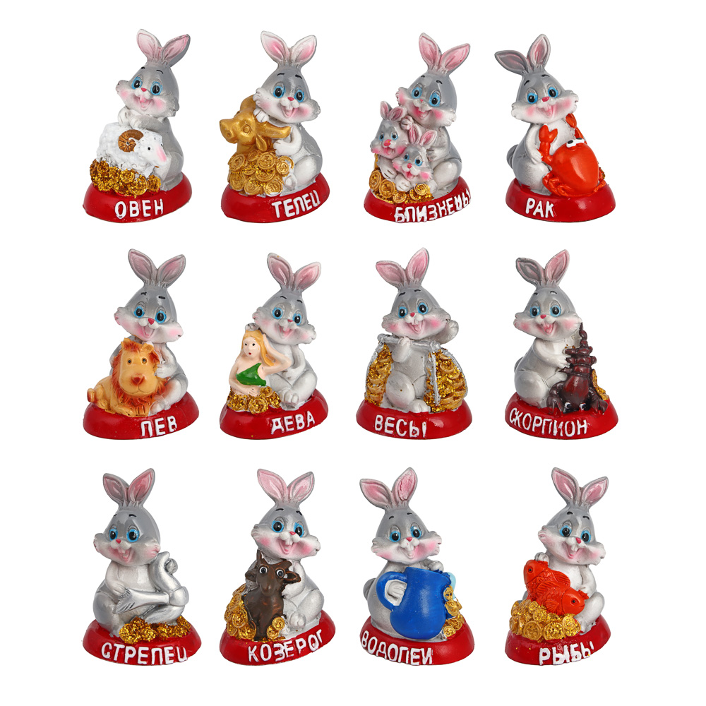 СНОУ БУМ Фигурка Символ года, 6x4x3,2 см, полистоун, Знаки Зодиака, 12 дизайнов, арт.№ 398-448