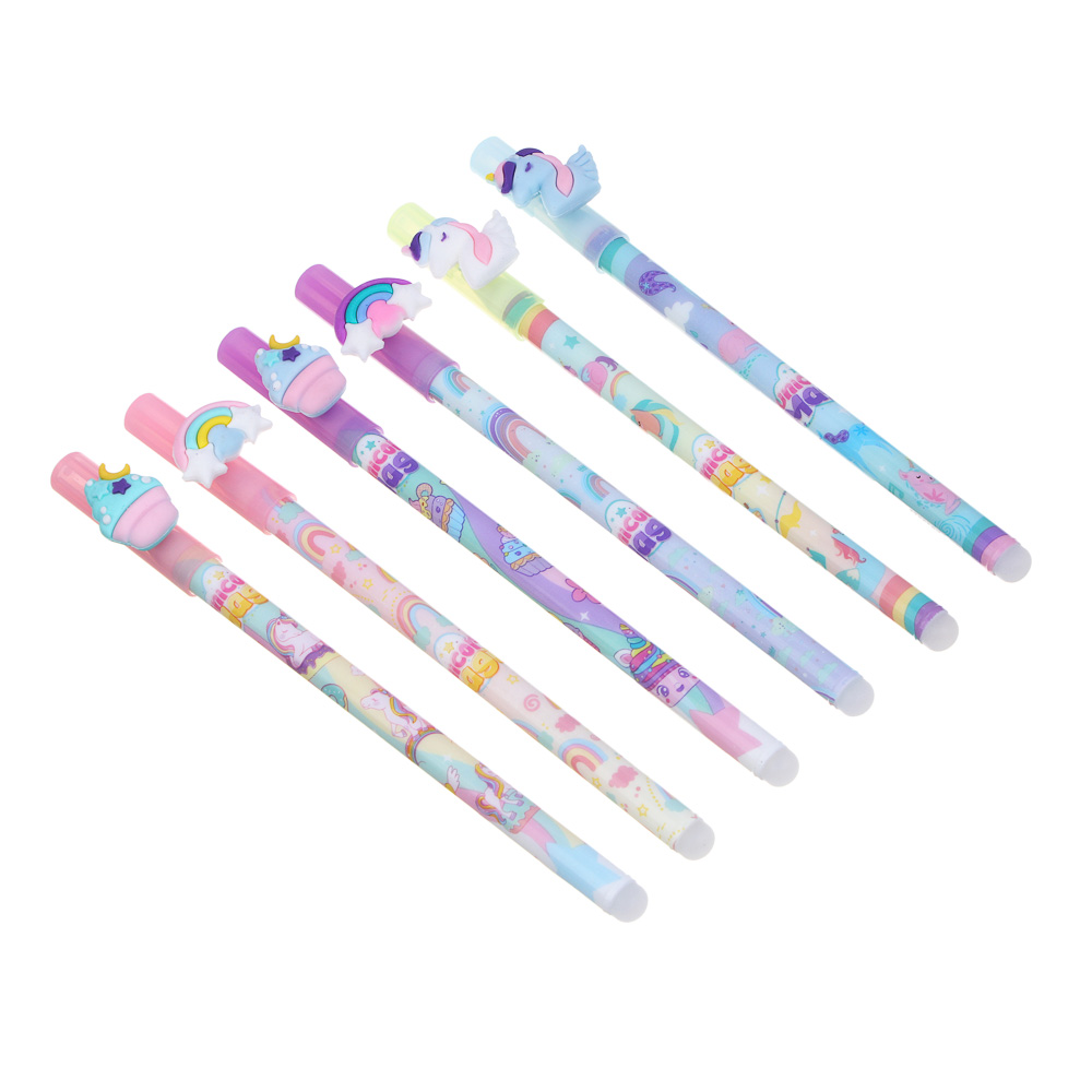 Ручка гелевая "пиши-стирай" синяя, фигурка "Фантазия", 6 дизайнов, арт.№ 591-268