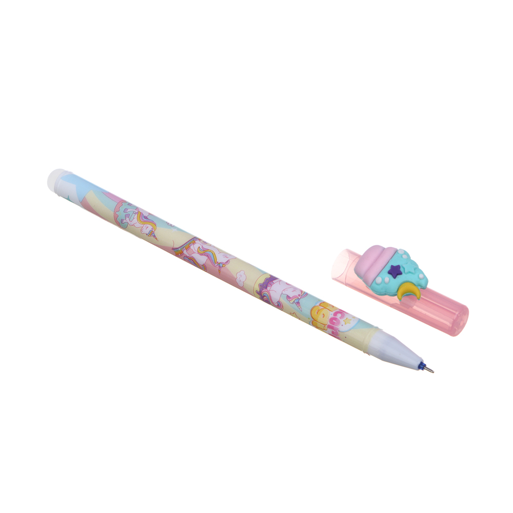 Ручка гелевая "пиши-стирай" синяя, фигурка "Фантазия", 6 дизайнов, арт.№ 591-268