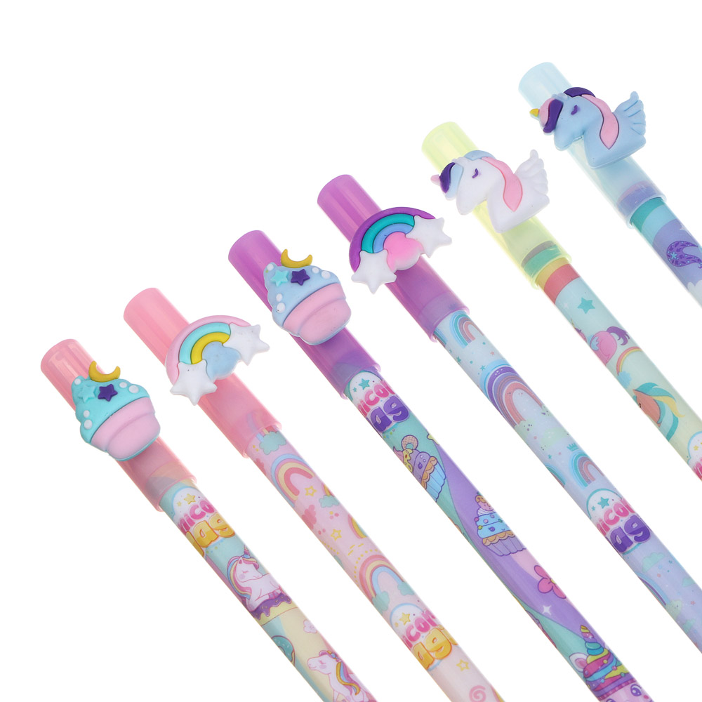 Ручка гелевая "пиши-стирай" синяя, фигурка "Фантазия", 6 дизайнов, арт.№ 591-268