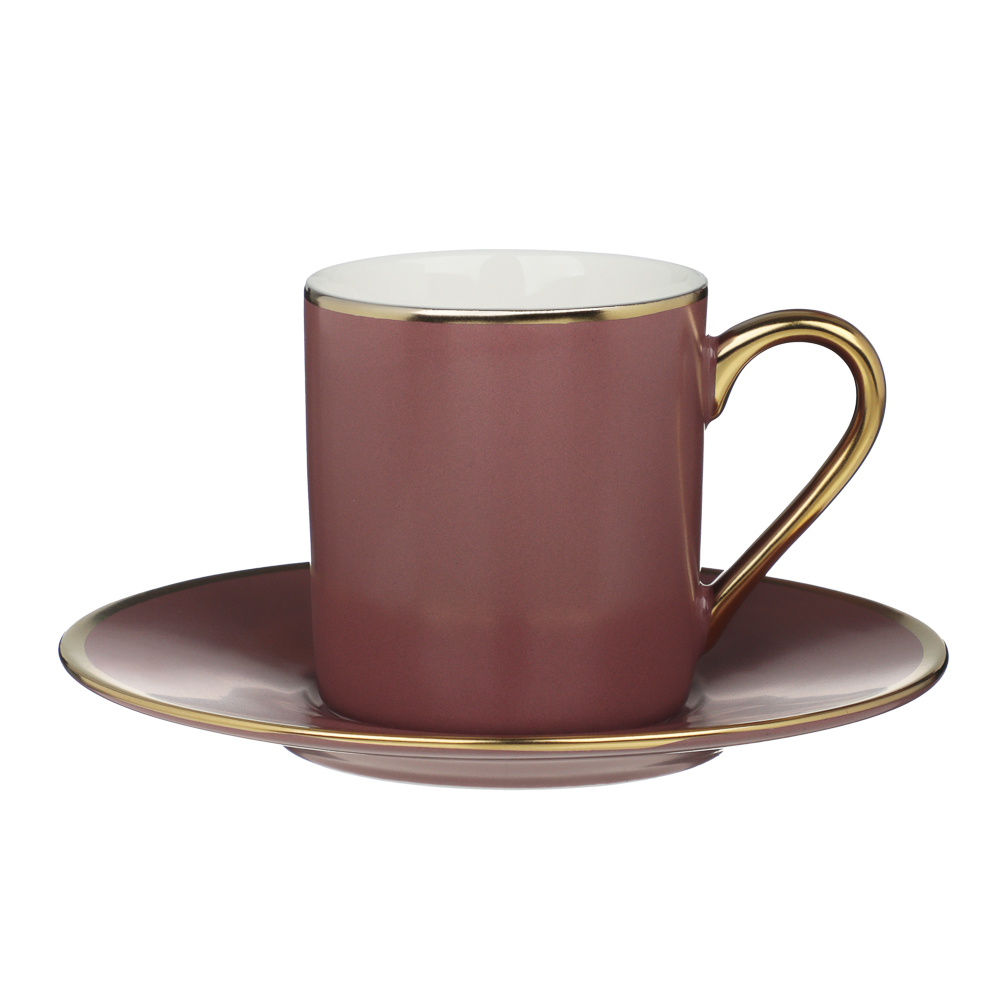 MILLIMI Магма Набор кофейный 2 пр., 100мл, 12,5см, фарфор, бургунди, арт.№ 802-498