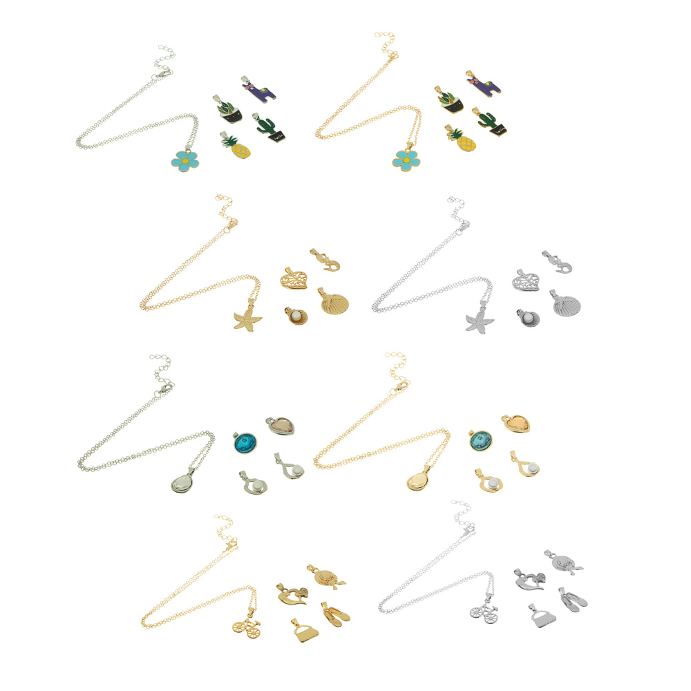 BERIOTTI Набор бижутерии 6 пр.: цепочка и 5 подвесок, биж.сплав, 4 дизайна, арт.№ 316-363