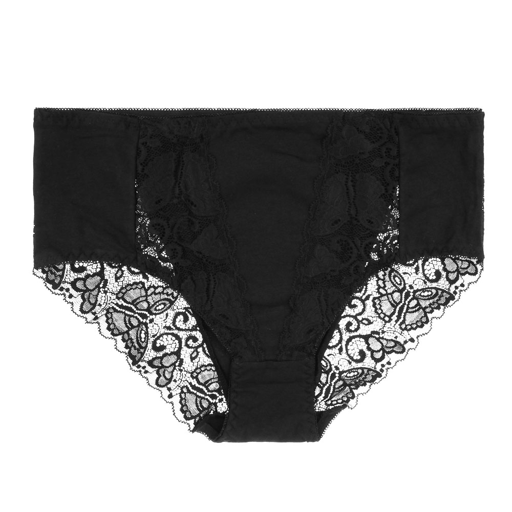 GALANTE Трусы женские макси с кружевом, р.50, 95%хлопок, 5%спандекс, черный, НБ25-16, арт.№ 331-372