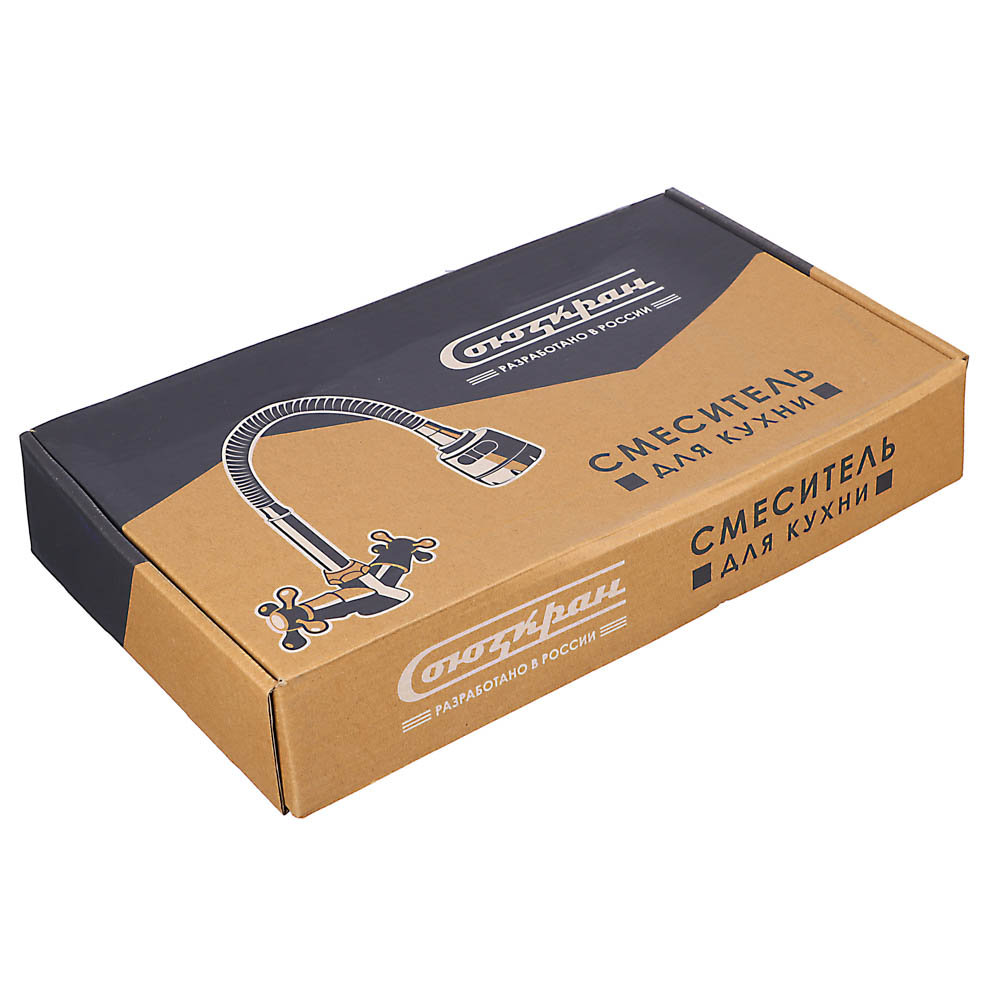 СоюзКран Смеситель для кухни, гибкий излив, кер. кран-буксы 1/2, хром, цинк, SK01-F204, арт.№ 567-117