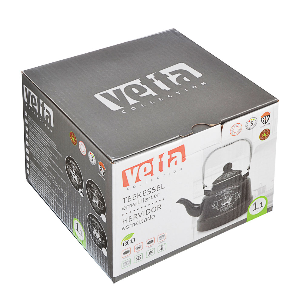 VETTA Ранчо Чайник эмалированный 1,1 л, 3 дизайна, индукция, арт.№ 894-484