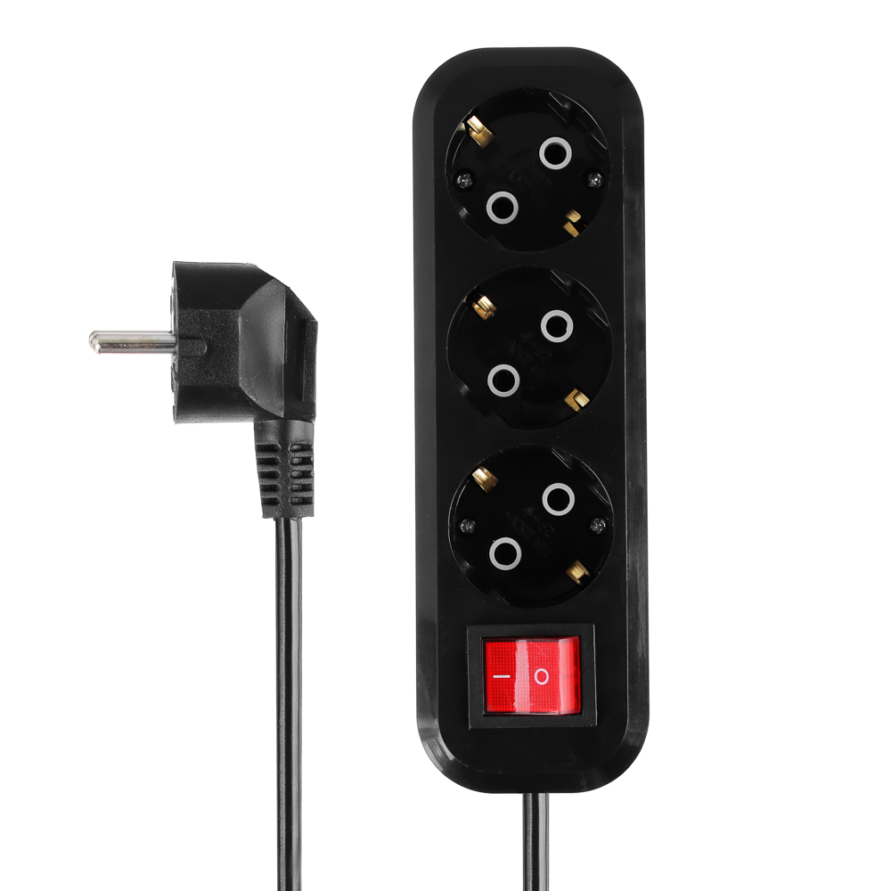 ЕРМАК Удлинитель бытовой ПРОФИ 10 метров, с кнопкой, 3 гнезда, с заземлен, сеч кабеля 1,5мм, евро, арт.№ 907-310