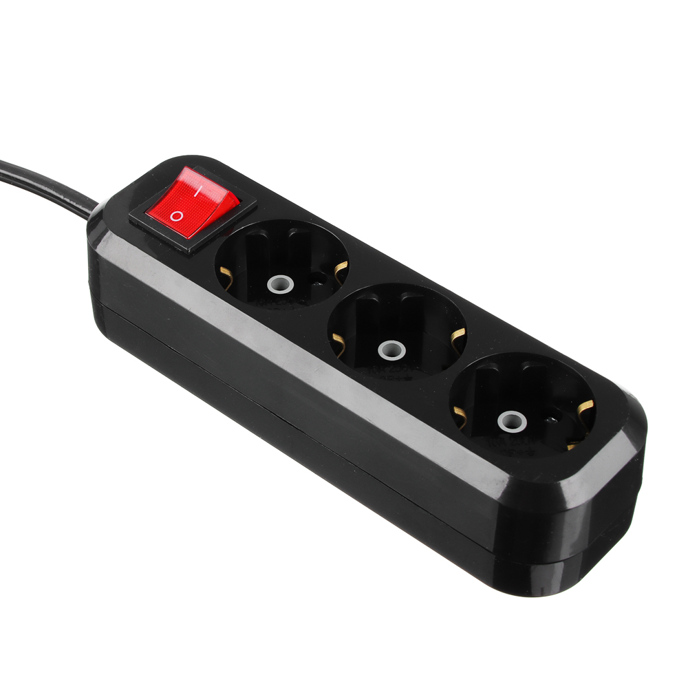 ЕРМАК Удлинитель бытовой ПРОФИ 10 метров, с кнопкой, 3 гнезда, с заземлен, сеч кабеля 1,5мм, евро, арт.№ 907-310