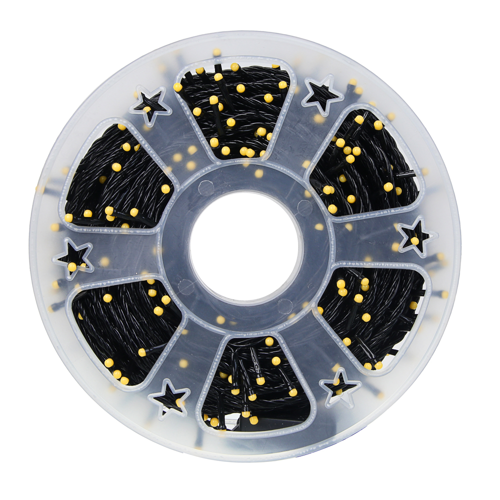 Гирлянда вьюн катушка 50 м СНОУ БУМ, 500 LED ламп, белое свечение (8 режимов), ПВХ чёрный, 220В, арт.№ 384-229