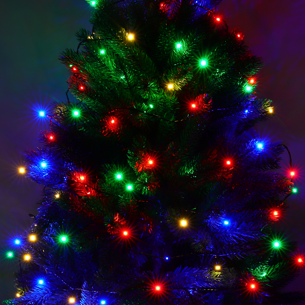 Гирлянда вьюн катушка 50 м СНОУ БУМ, 500 LED ламп, мультицвет (8 режимов), ПВХ чёрный, 220В, арт.№ 384-231