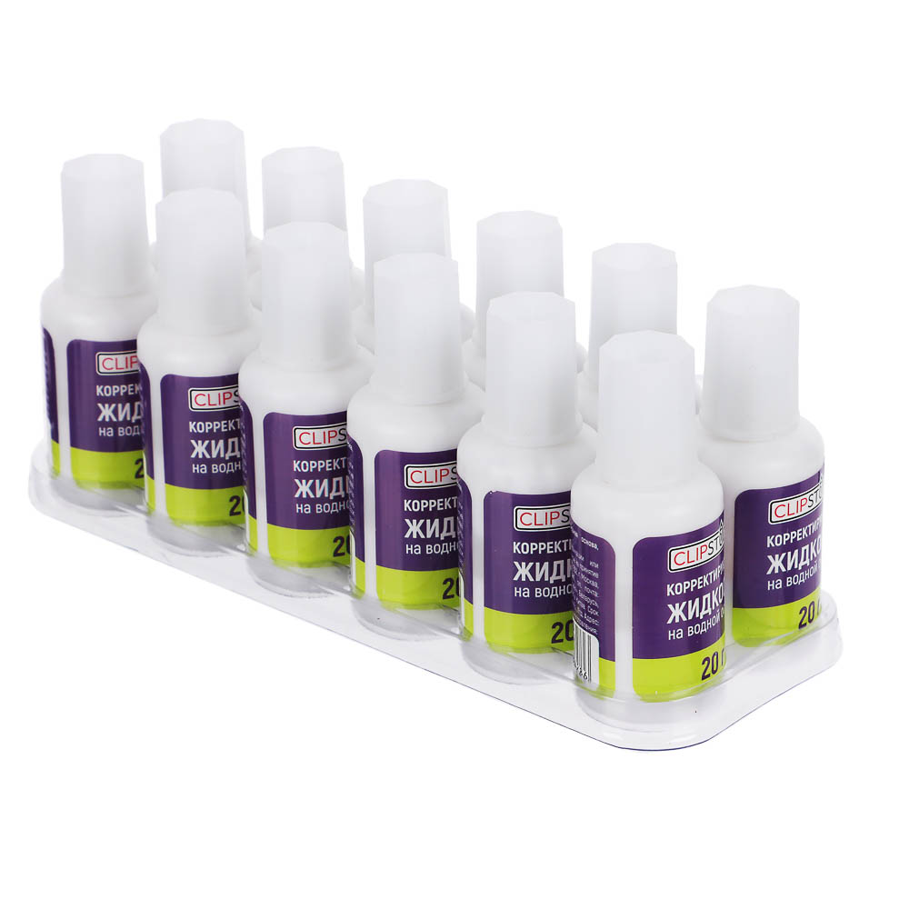 Корректирующая жидкость ClipStudio в бутылочке с кисточкой 20 грамм, водная основа, арт.№ 587-020