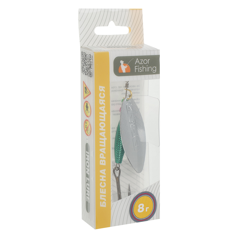 Блесна вращающаяся "Хэви Лонг" тм AZOR FISHING, №4, 8 гр, 5 цветов, арт.№ 145-133