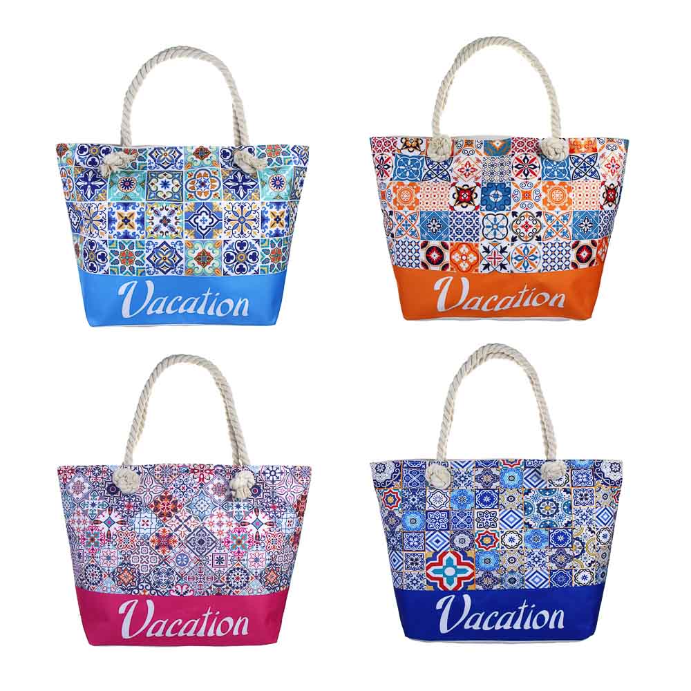 ЮL Майолика Сумка пляжная с ручками-канатами, полиэстер, 49х33х14 см, 4 цвета, СЗВЛ25-02, арт.№ 337-207