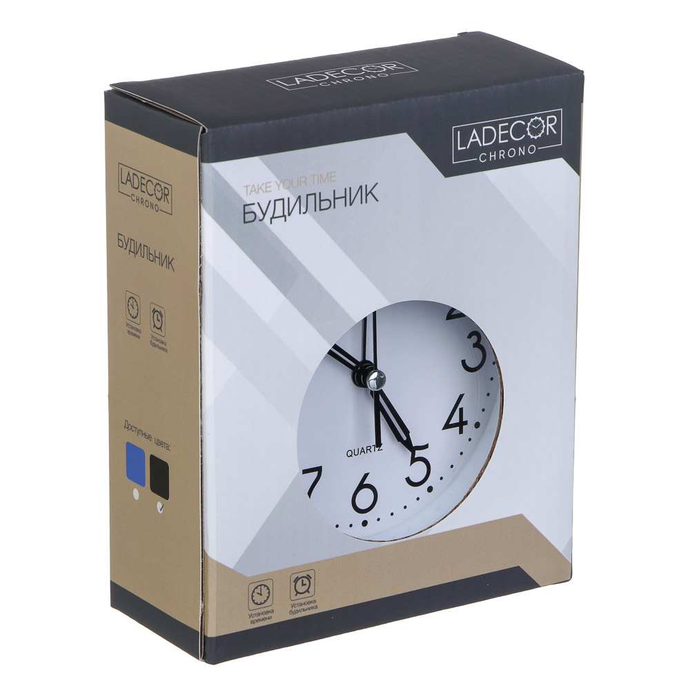 LADECOR CHRONO Будильник, 12x5x13 см, пластик, 1хАА, 2 цвета, арт.№ 529-319