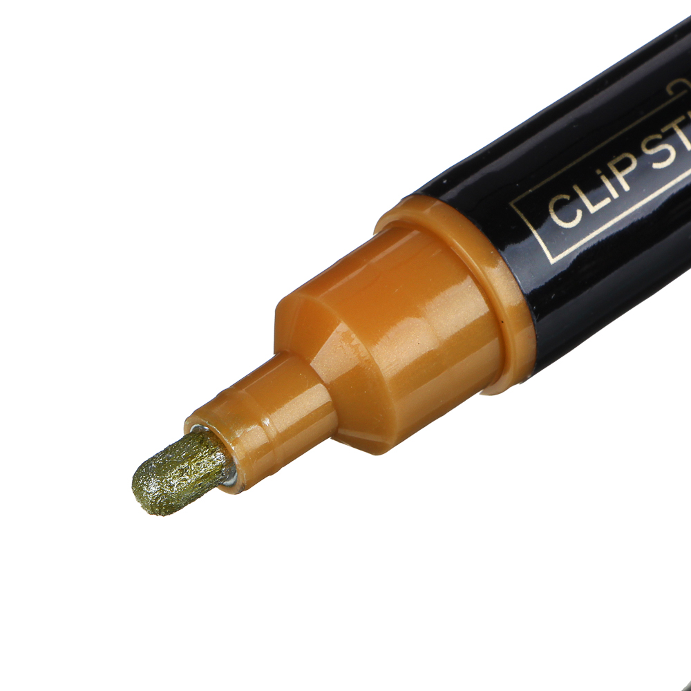 Маркер меловой стираемый "Жидкий мел", 1мм, золотистый металлик, пластик, чернила, арт.№ 613-030