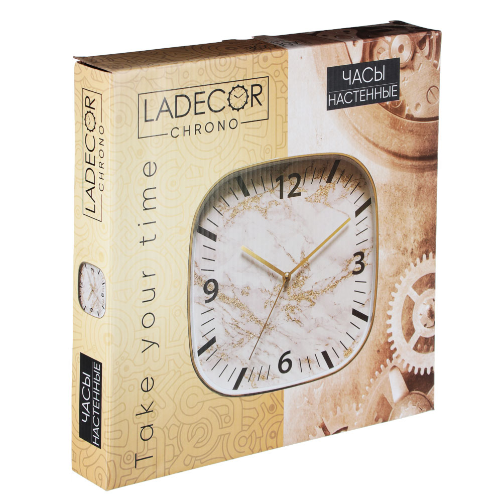 LADECOR CHRONO Часы настенные, 29,1х29,1х4,1см, пластик, 3 цвета, арт.№ 581-863
