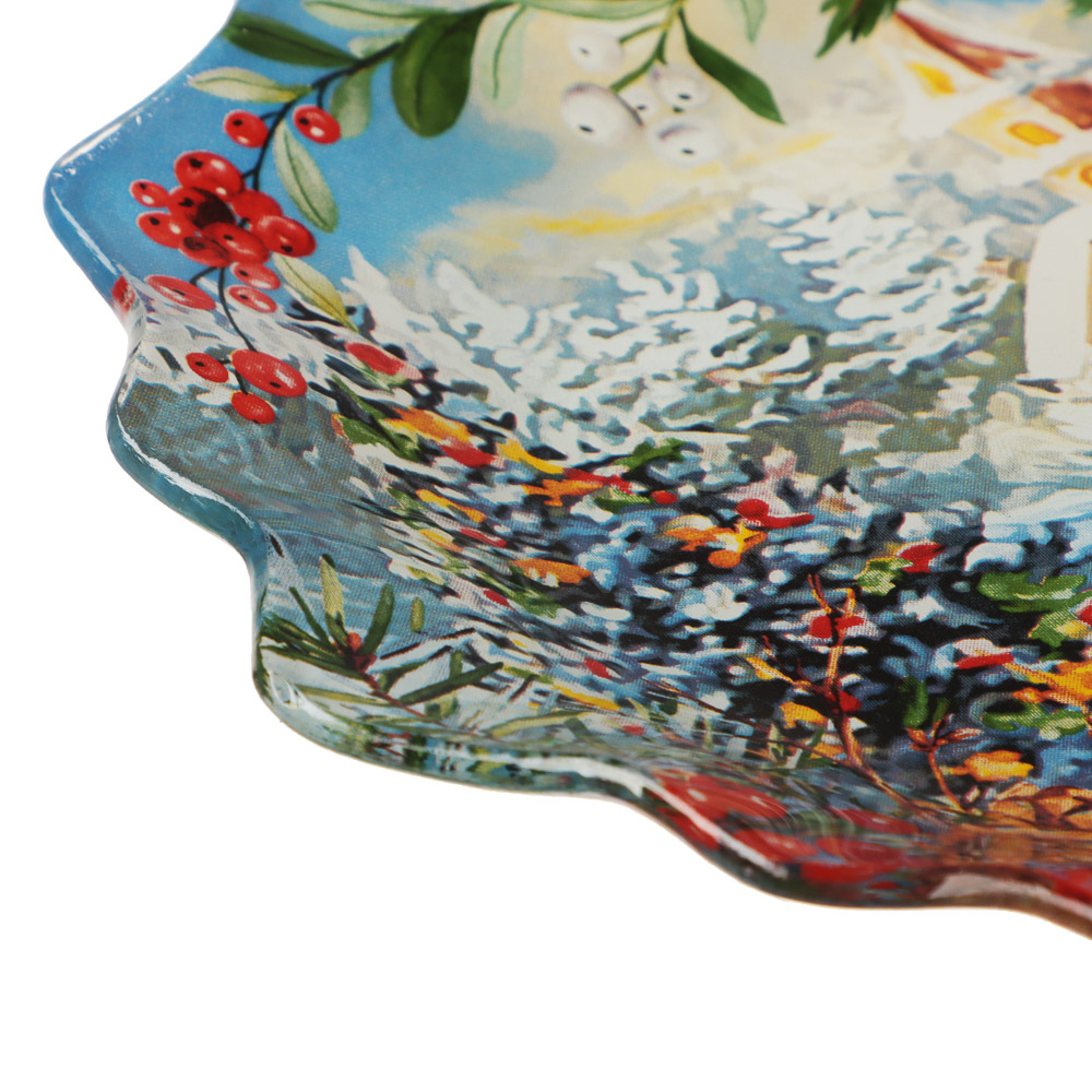 Зимний пейзаж Блюдо круглое, 20см, стекло, арт.№ 820-788