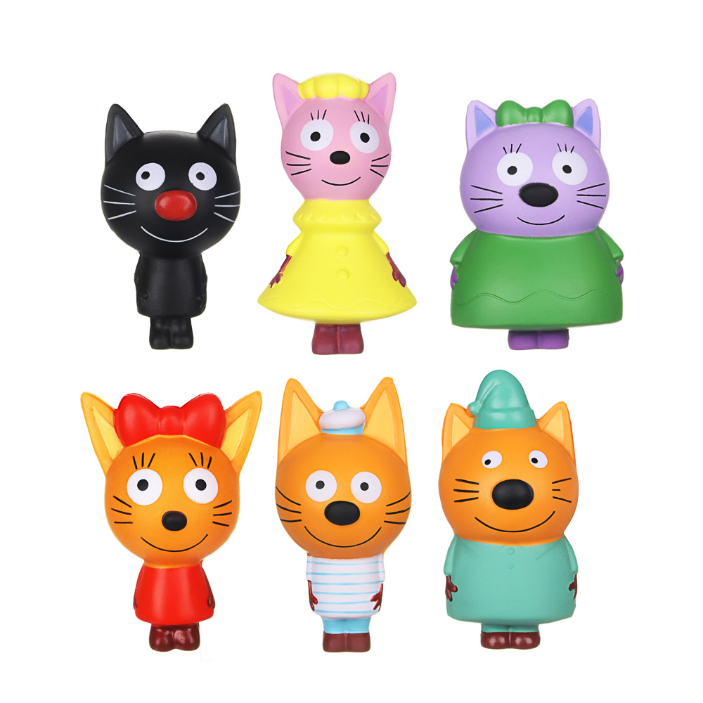 ИГРОЛЕНД Мялка сквиш "Три кота", ПУ, 12х7,5см, 6 дизайнов, арт.№ 297-073