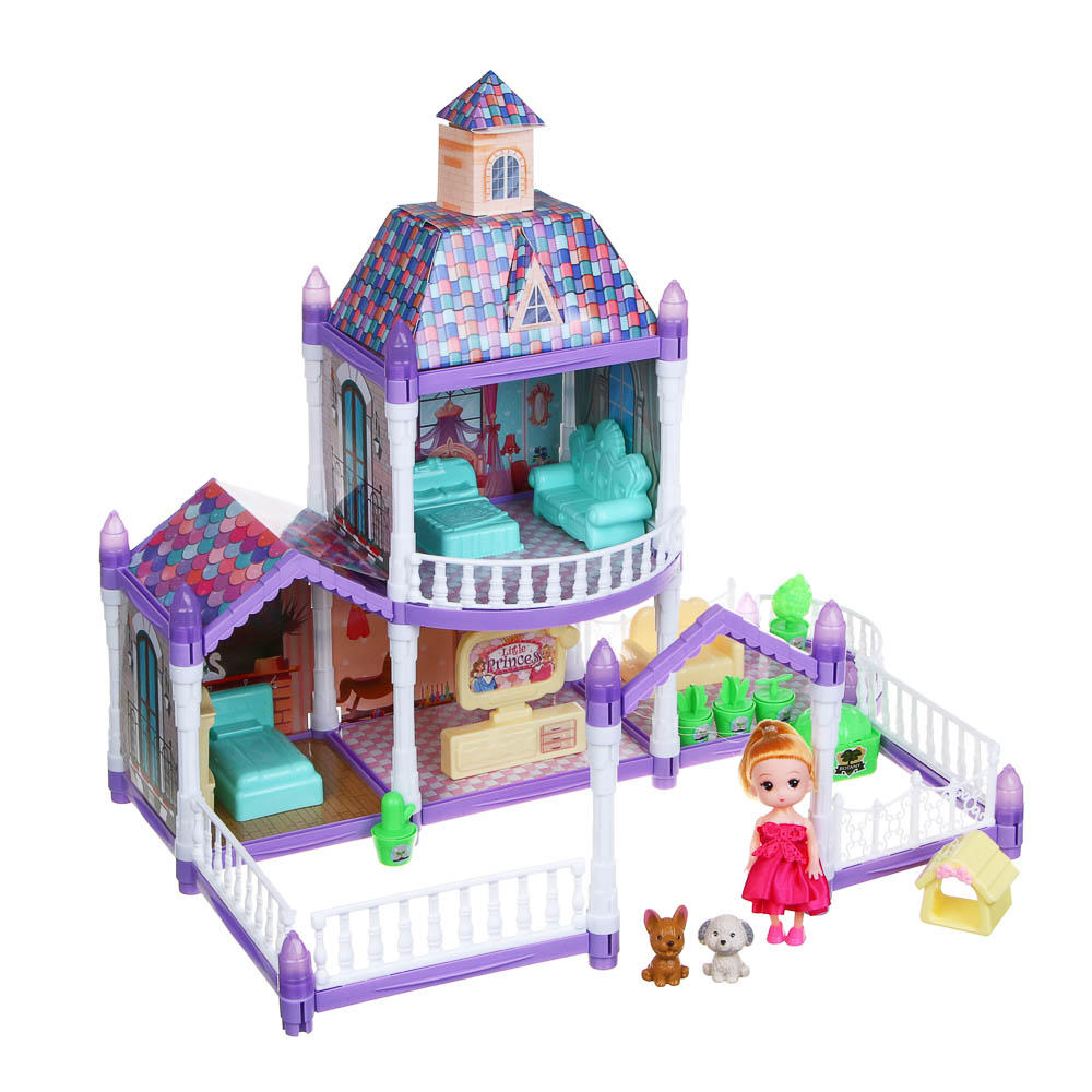 ИГРОЛЕНД Дом для куклы с акс. питомцами и куклой, ABS, PP, полиэстер, 30х8х23 см, арт.№ 278-133