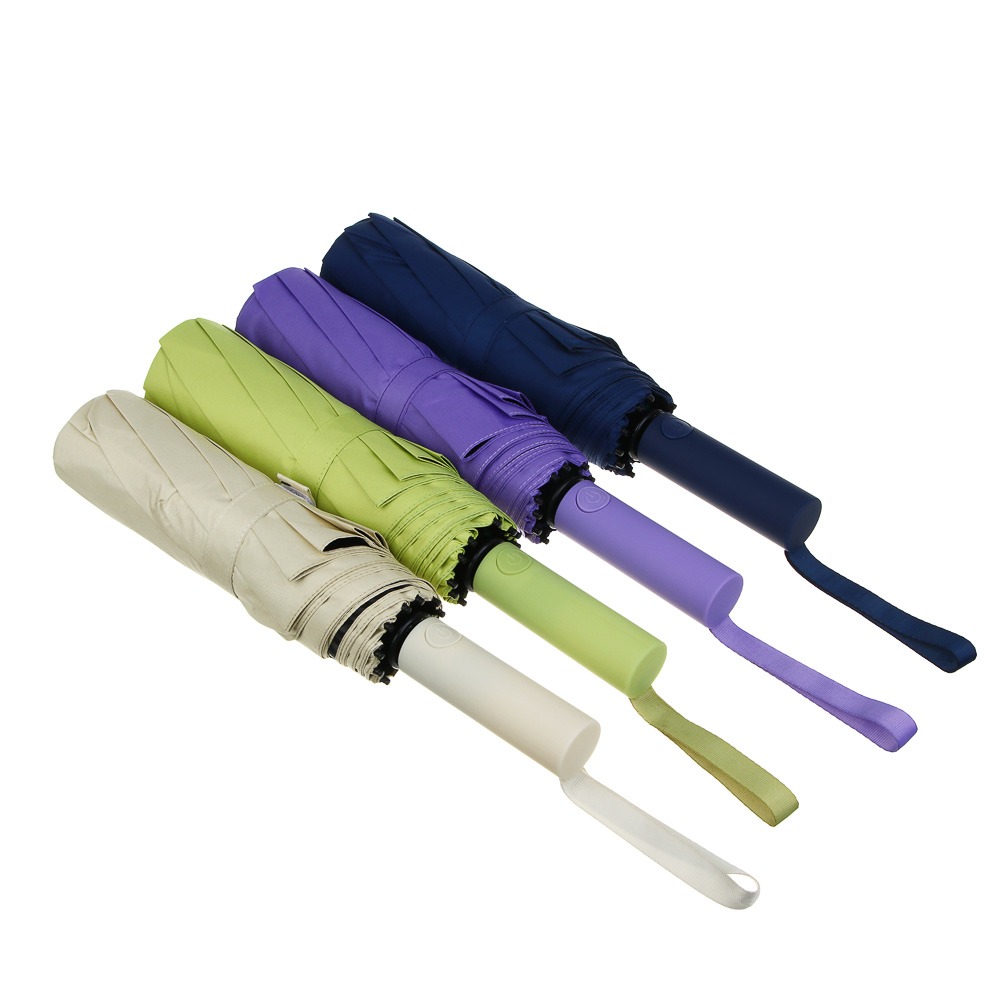 Зонт автомат, усиленный, стекловолокно, металл, пластик, ПЭ, винил, d103см, 10 спиц, 4 цвета, #1, арт.№ 302-397