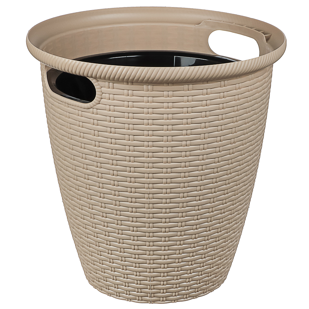 Кашпо InGreen Rattan D 380мм 30л с внутренним горшком 16 л, Молочный шоколад, арт.№ 164-355