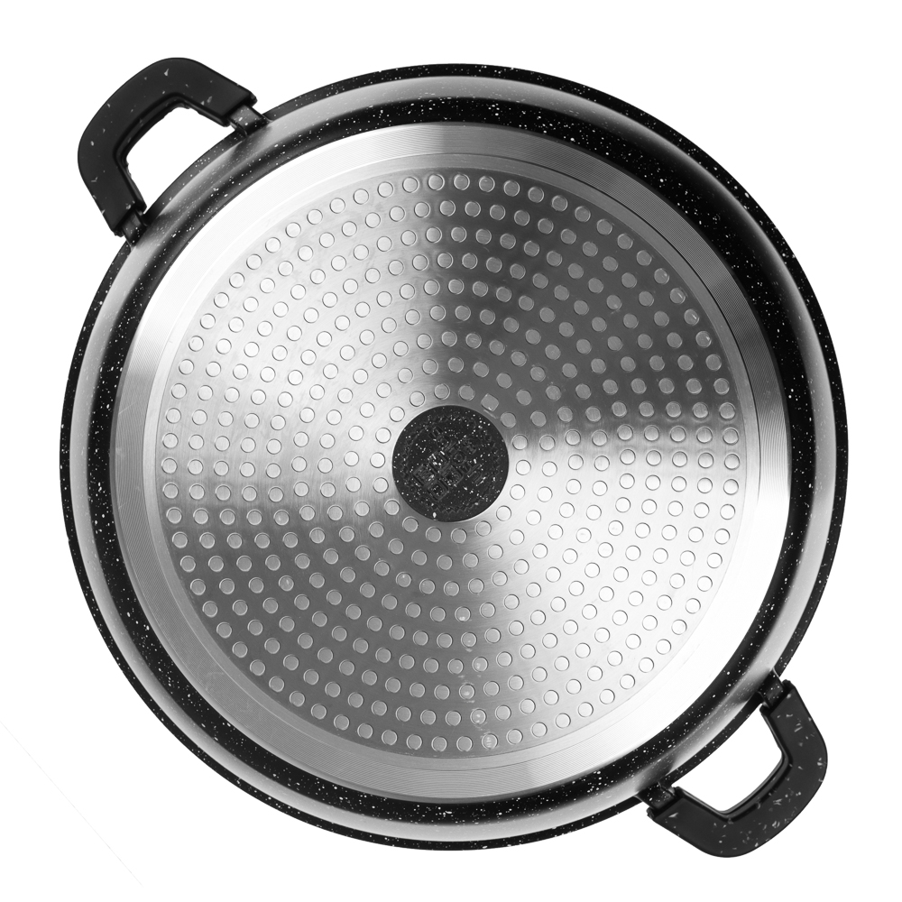 Набор кастрюль SATOSHI Лион 4 предмета 36 см, 40 см, 13,5 л, 18,5 л + крышки, а/п покрытие мрамор, силик.протекторы ручек, индукция, арт.№ 846-689