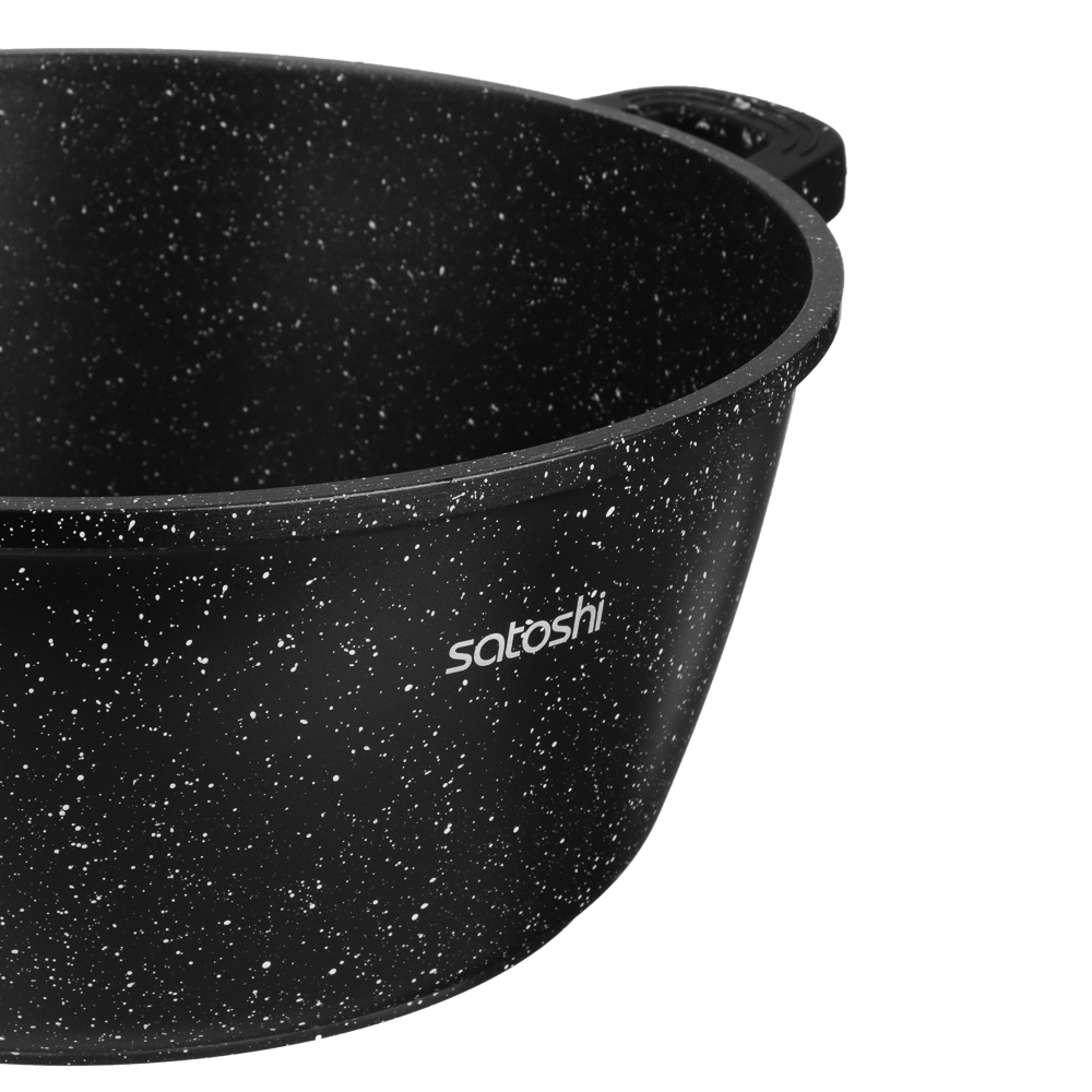 Набор кастрюль SATOSHI Лион 4 предмета 36 см, 40 см, 13,5 л, 18,5 л + крышки, а/п покрытие мрамор, силик.протекторы ручек, индукция, арт.№ 846-689