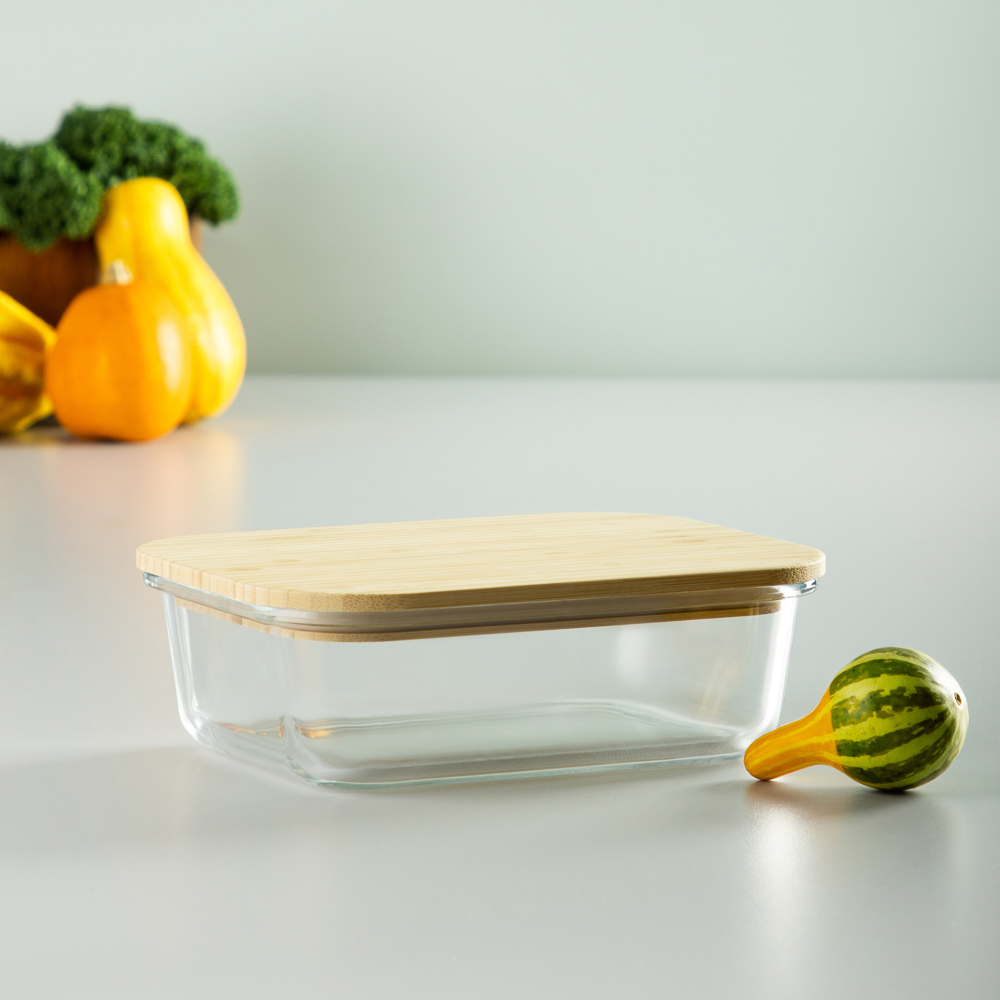 VETTA Контейнер для продуктов 1000мл, крышка бамбук, жаропрочное стекло, арт.№ 825-037
