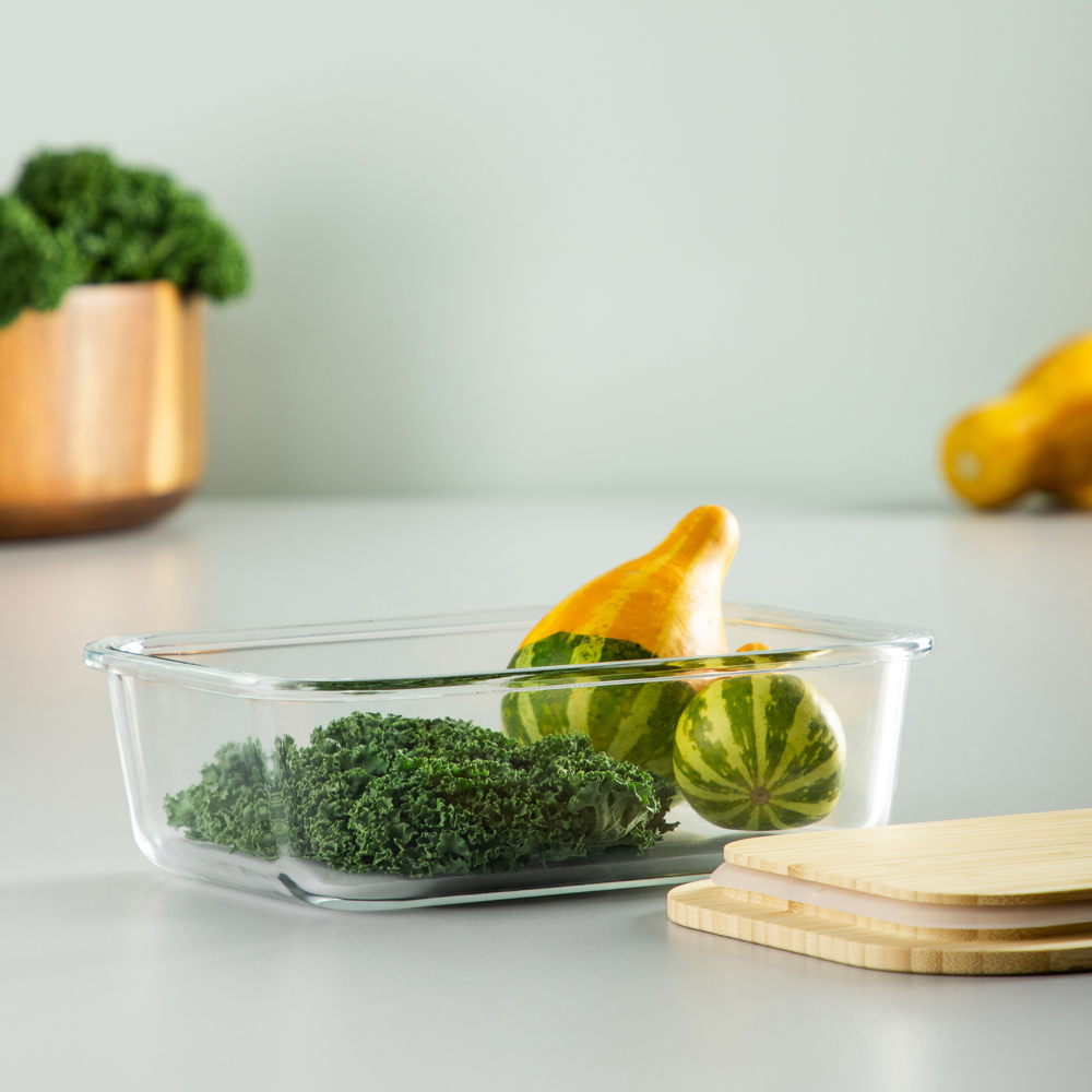 VETTA Контейнер для продуктов 1000мл, крышка бамбук, жаропрочное стекло, арт.№ 825-037