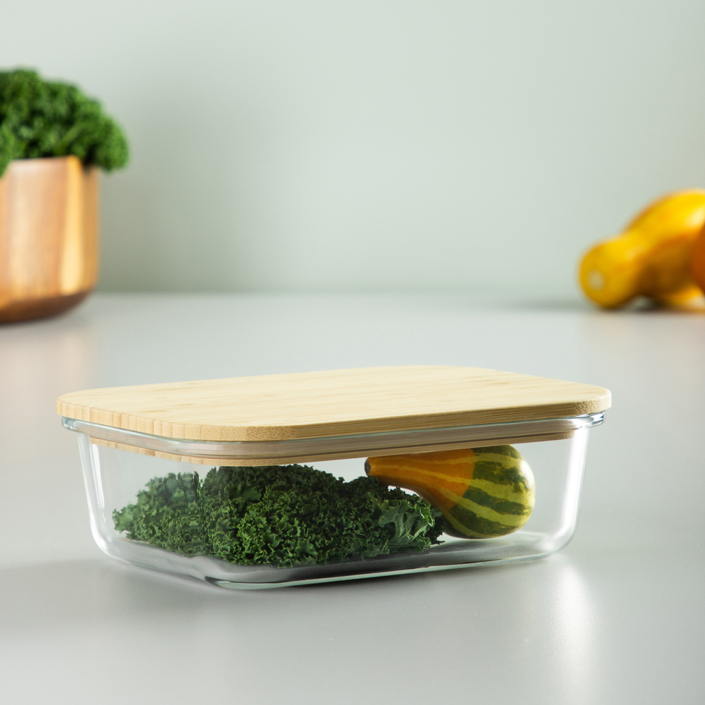 VETTA Контейнер для продуктов 1000мл, крышка бамбук, жаропрочное стекло, арт.№ 825-037