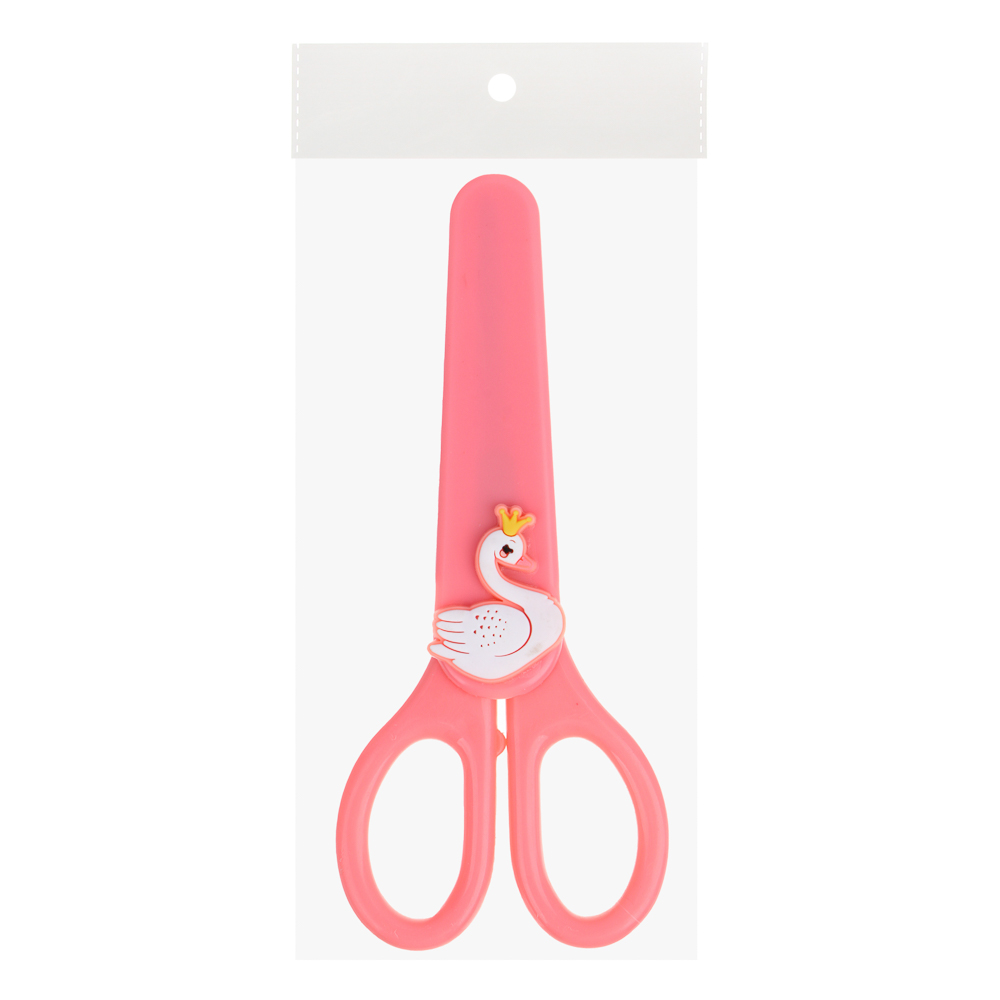 ЦАРЕВНА ЛЕБЕДЬ Ножницы детские 14см, фигурка лебедя на корпусе, пластик, металл, арт.№ 524-218