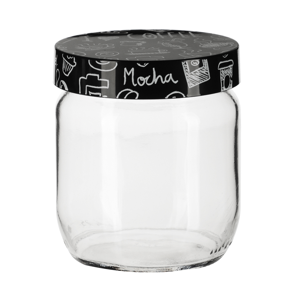 HEREVIN Китчен Блэк Банка для сыпучих продуктов, стекло, 425мл, 144357-205, арт.№ 828-008