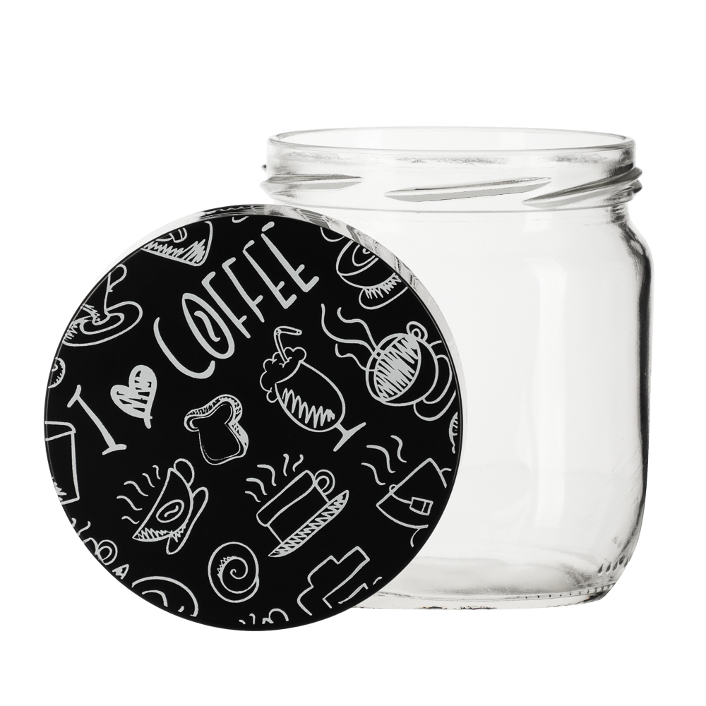 HEREVIN Китчен Блэк Банка для сыпучих продуктов, стекло, 425мл, 144357-205, арт.№ 828-008