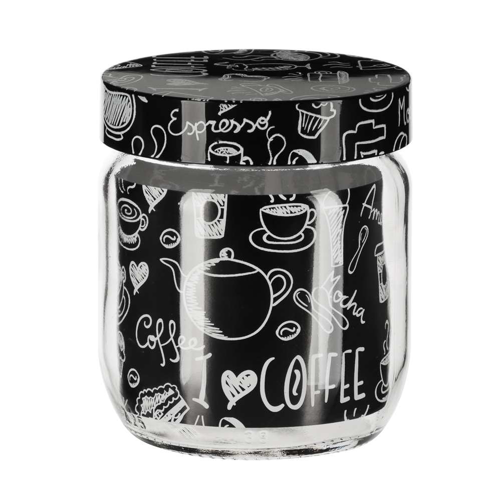 HEREVIN Китчен Блэк Банка для сыпучих продуктов, стекло, 425мл, 144357-205, арт.№ 828-008