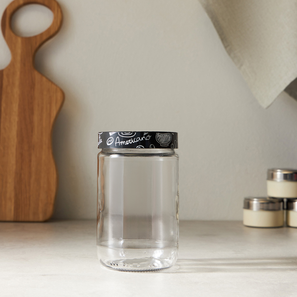 HEREVIN Китчен Блэк Банка для сыпучих продуктов, стекло, 660мл, 144367-205, арт.№ 828-009