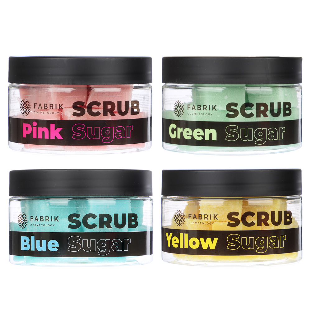 Скраб-кубики для тела сахарный FABRIK COSMETOLOGY, 4 вида, п/б, 200гр, арт.№ 977-008