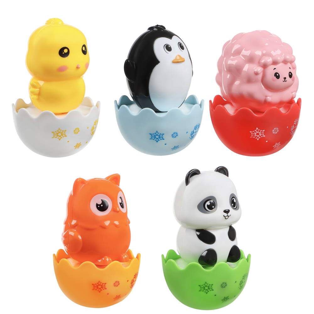 Развивающая игрушка Неваляшка "Животные", ИГРОЛЕНД, ABS, арт.№ 889-092